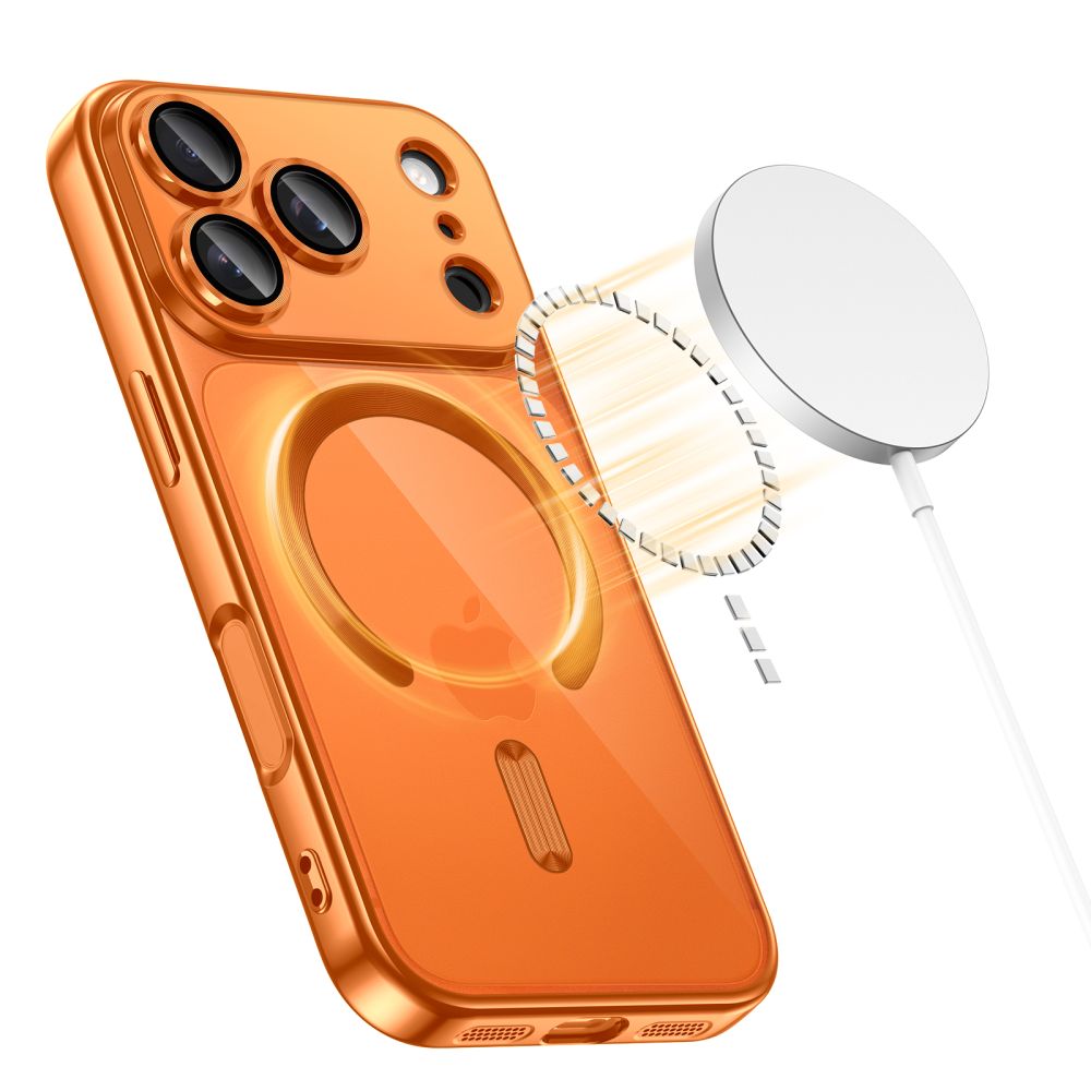Dėklas Tech-Protect MagFlex MagSafe iPhone 17 Pro Max, blizgus oranžinis