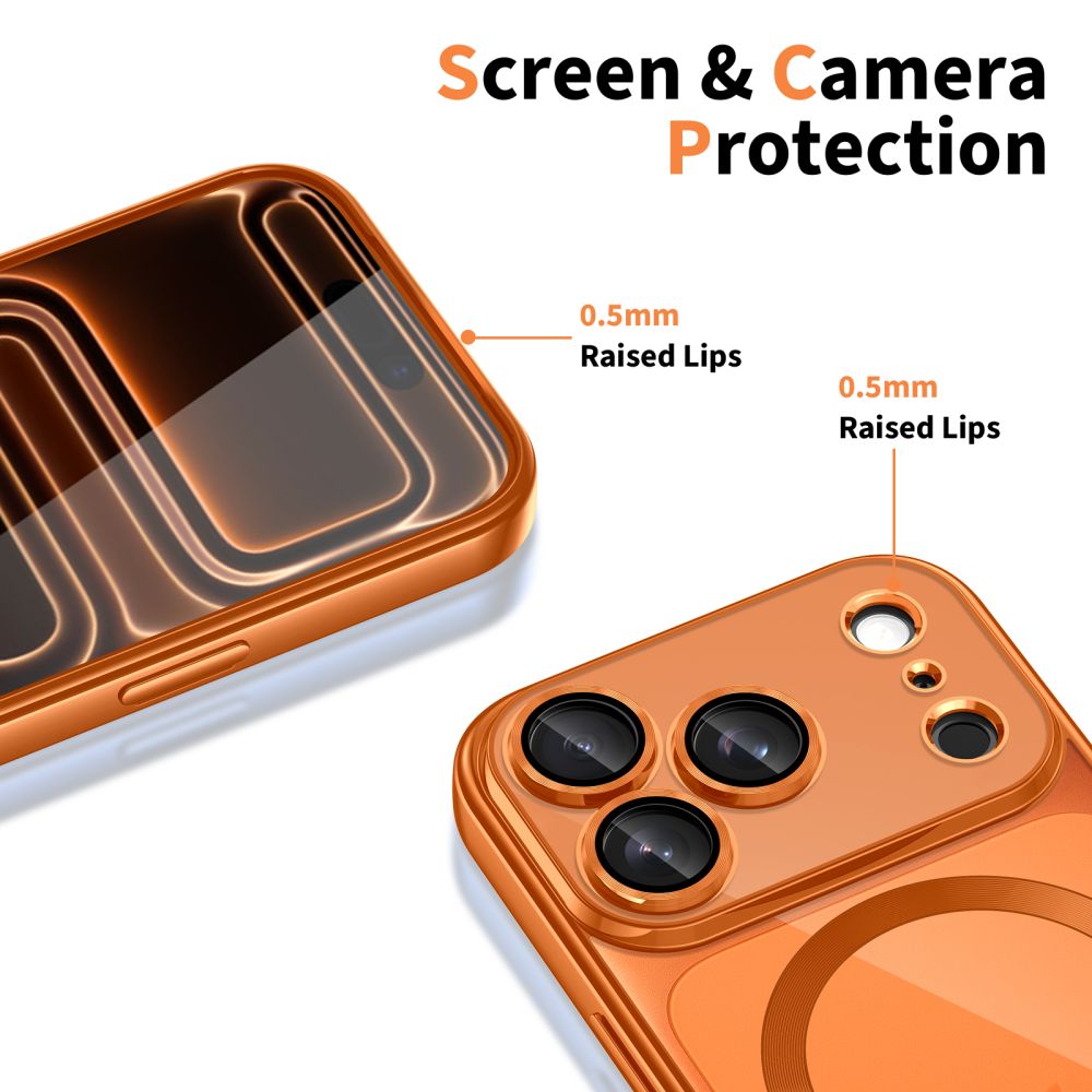 Dėklas Tech-Protect MagFlex MagSafe iPhone 17 Pro Max, blizgus oranžinis