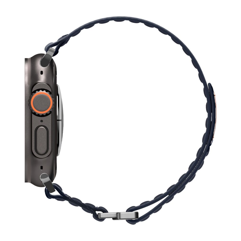 Dirželis Spigen WBF0 Apple Watch 8 / 9 / 10 / 11 / SE / Ultra (44 / 45 / 46 / 49 mm), tamsiai mėlynas