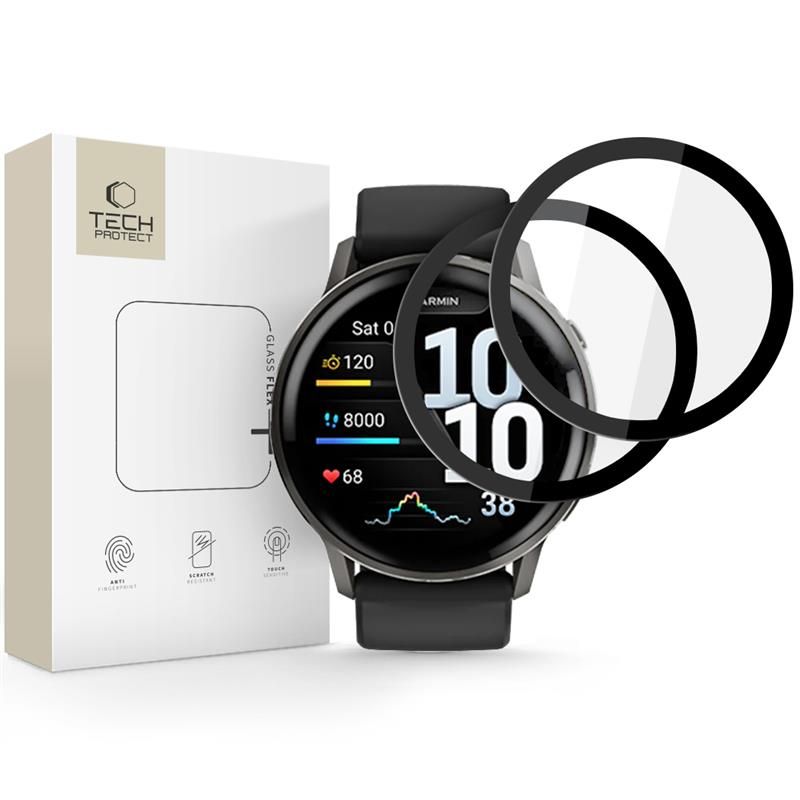 Apsauginis stiklas Tech-Protect Glass Flex+ Garmin Venu 4 (45 mm), 2 vnt., juodas