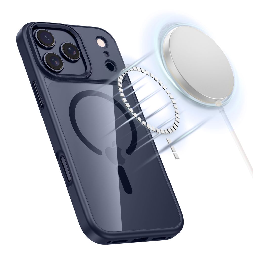 Dėklas Tech-Protect MagMat MagSafe iPhone 17 Pro Max, tamsiai mėlynas/skaidrus