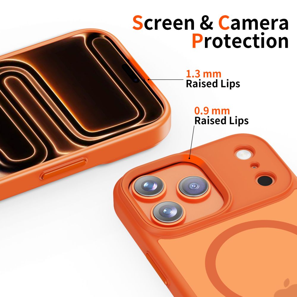 Dėklas Tech-Protect MagMat MagSafe iPhone 17 Pro Max, matinis kosminis oranžinis