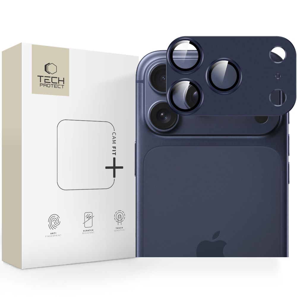 Kameros apsauginis stiklas Tech-Protect Camfull Fit+ iPhone 17 Pro Max, tamsiai mėlynas