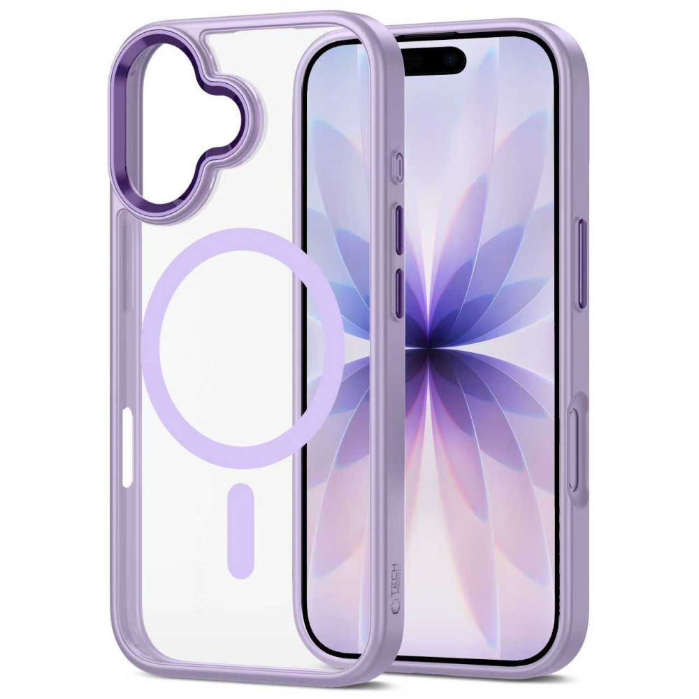 Dėklas Tech-Protect MagMat MagSafe iPhone 17, levandų/skaidrus