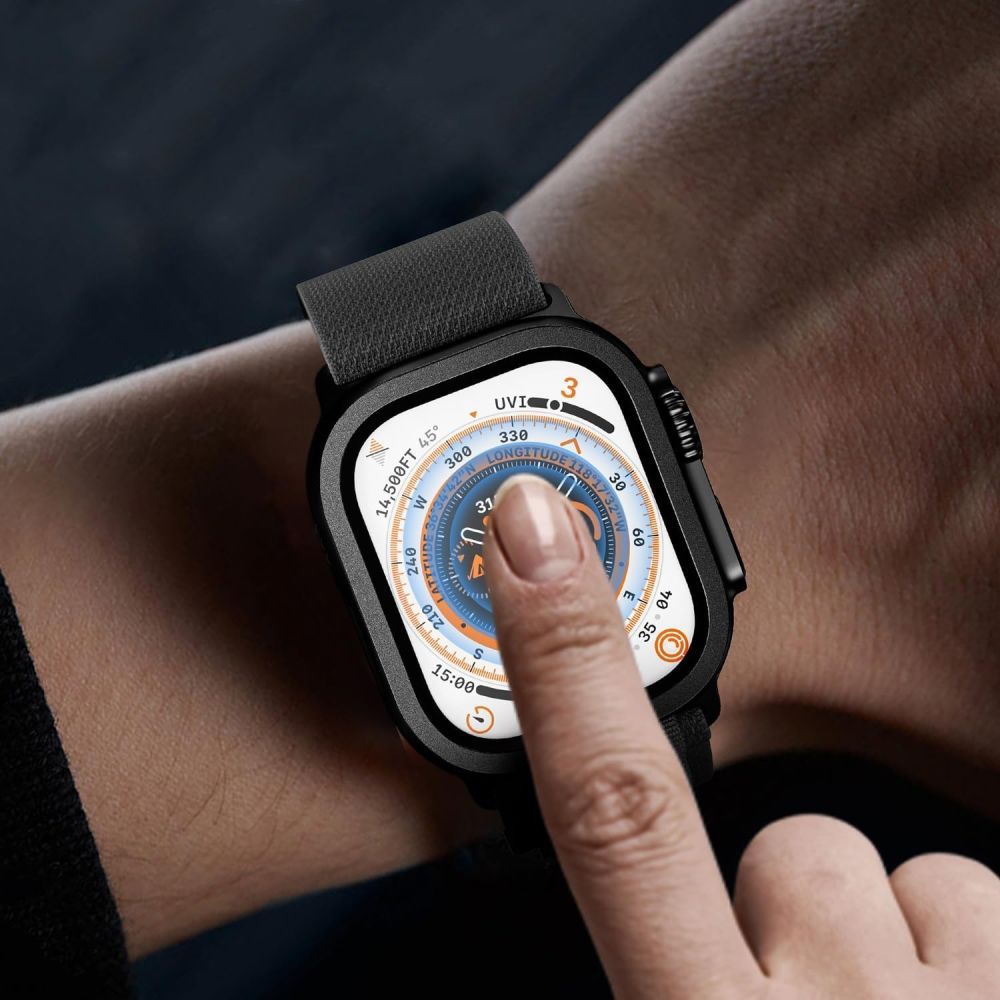 Apsauginis stiklas Tech-Protect Glass Ring Apple Watch Ultra 1/2/3 (49 mm), 2 vnt., titaninės spalvos
