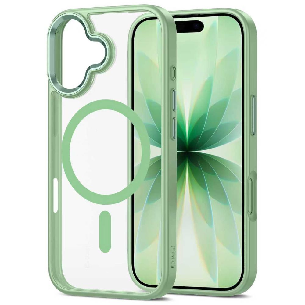 Dėklas Tech-Protect Magmat MagSafe iPhone 17, šalavijo/skaidrus
