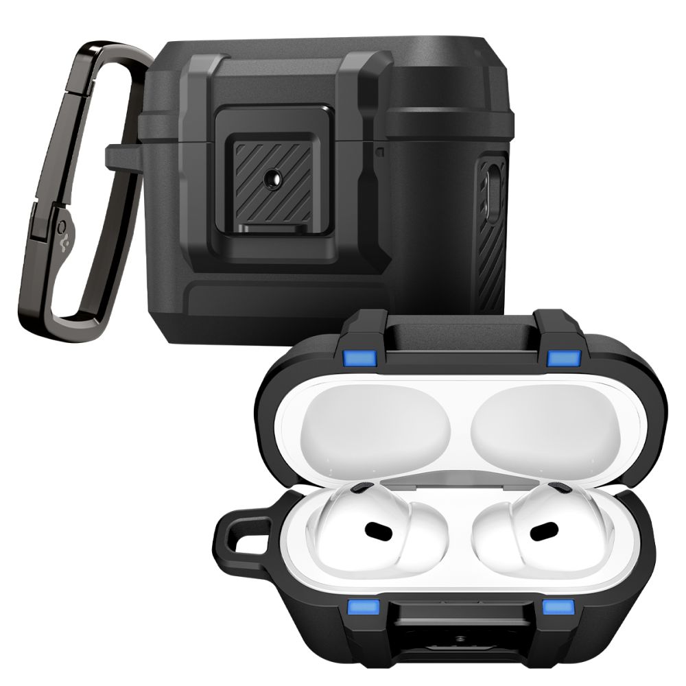 Dėklas Spigen Lock Fit Apple AirPods Pro 3, matinis juodas