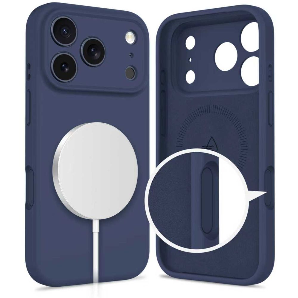 Dėklas Tech-Protect Silicone MagSafe iPhone 17 Pro, tamsiai mėlynas