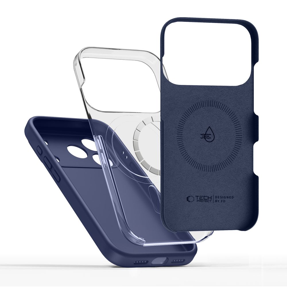 Dėklas Tech-Protect Silicone MagSafe iPhone 17 Pro, tamsiai mėlynas