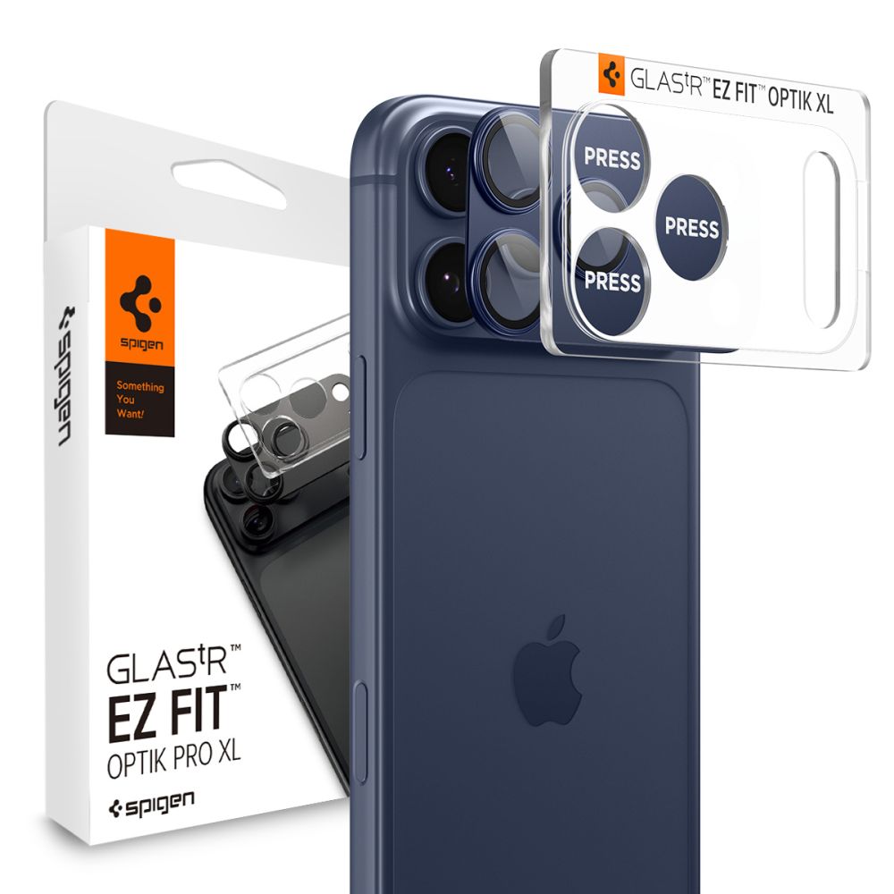 Kameros apsauginis stiklas Spigen Optik Pro XL "EZ Fit" iPhone 17 Pro Max, mėlynas
