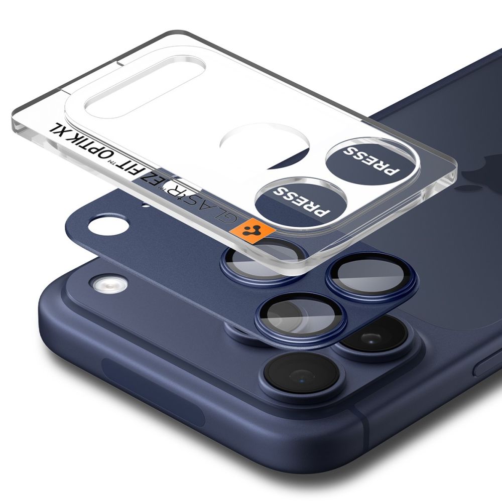 Kameros apsauginis stiklas Spigen Optik Pro XL "EZ Fit" iPhone 17 Pro Max, mėlynas