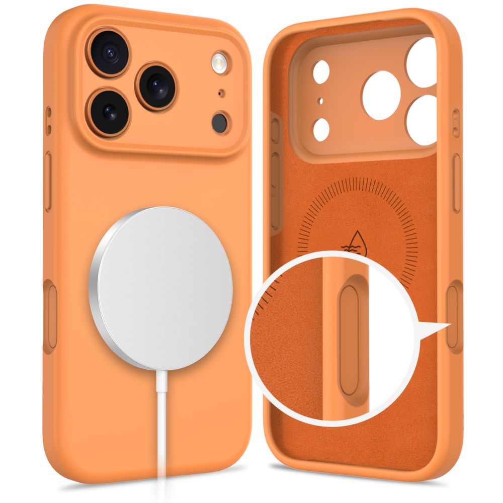 Dėklas Tech-Protect Silicone MagSafe iPhone 17 Pro, oranžinis