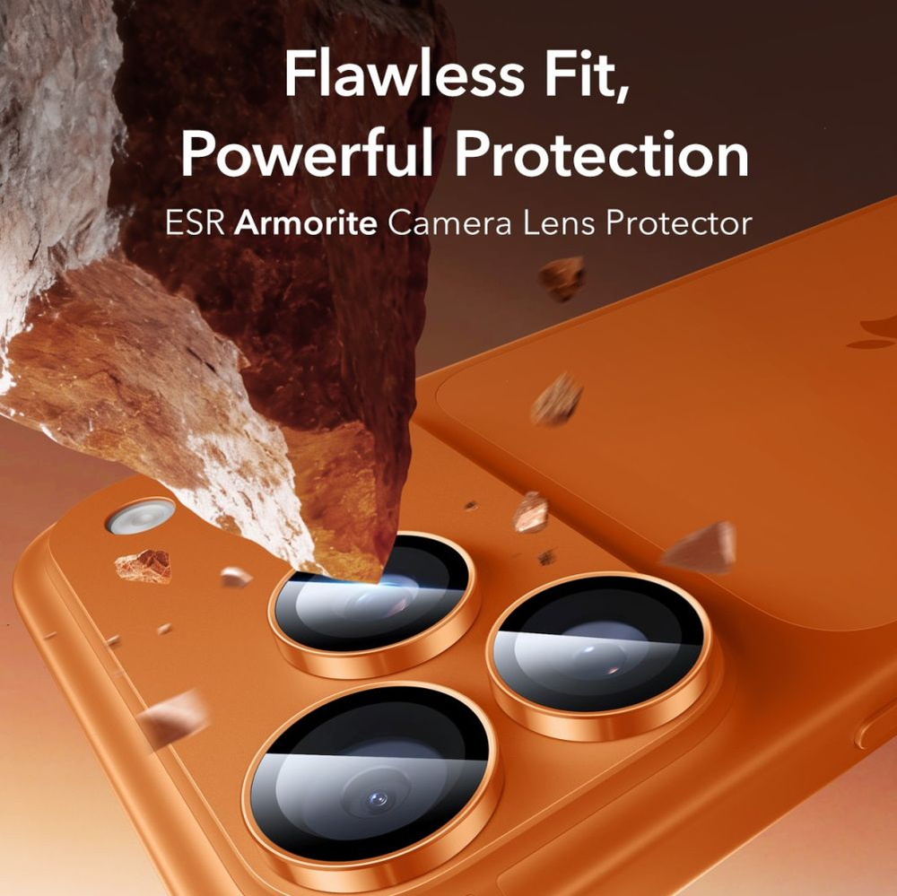 Kameros apsauginis stiklas ESR Armorite iPhone 14 Pro / 14 Pro Max / 15 Pro / 15 Pro Max / 16 Pro / 16 Pro Max / 17 Pro / 17 Pro Max, oranžinis