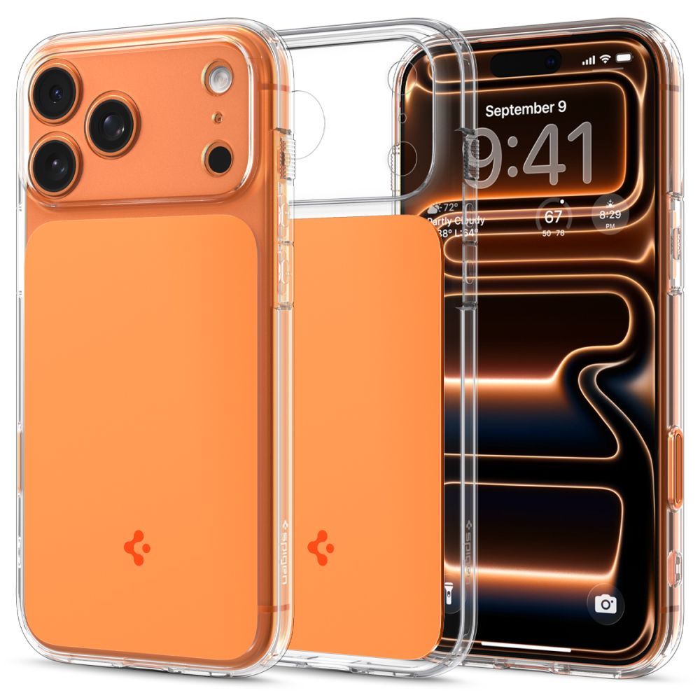 Dėklas Spigen Ultra Hybrid "T" MagSafe iPhone 17 Pro, blizgus oranžinis