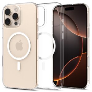 Dėklas Spigen Thin Fit T Mag MagSafe iPhone 16 Pro Max, skaidrus/baltas