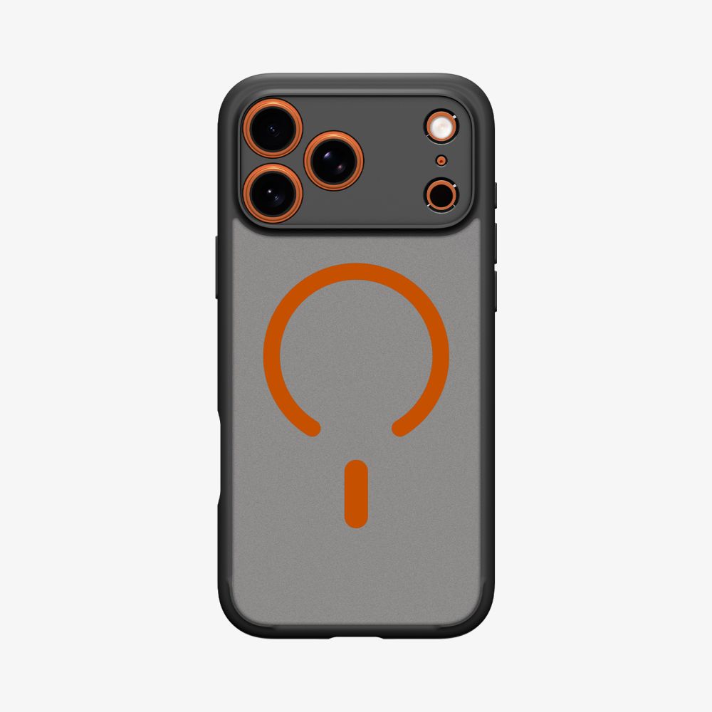 Dėklas Spigen Ultra Hybrid Mag MagSafe iPhone 17 Pro Max, matinis juodas/oranžinis