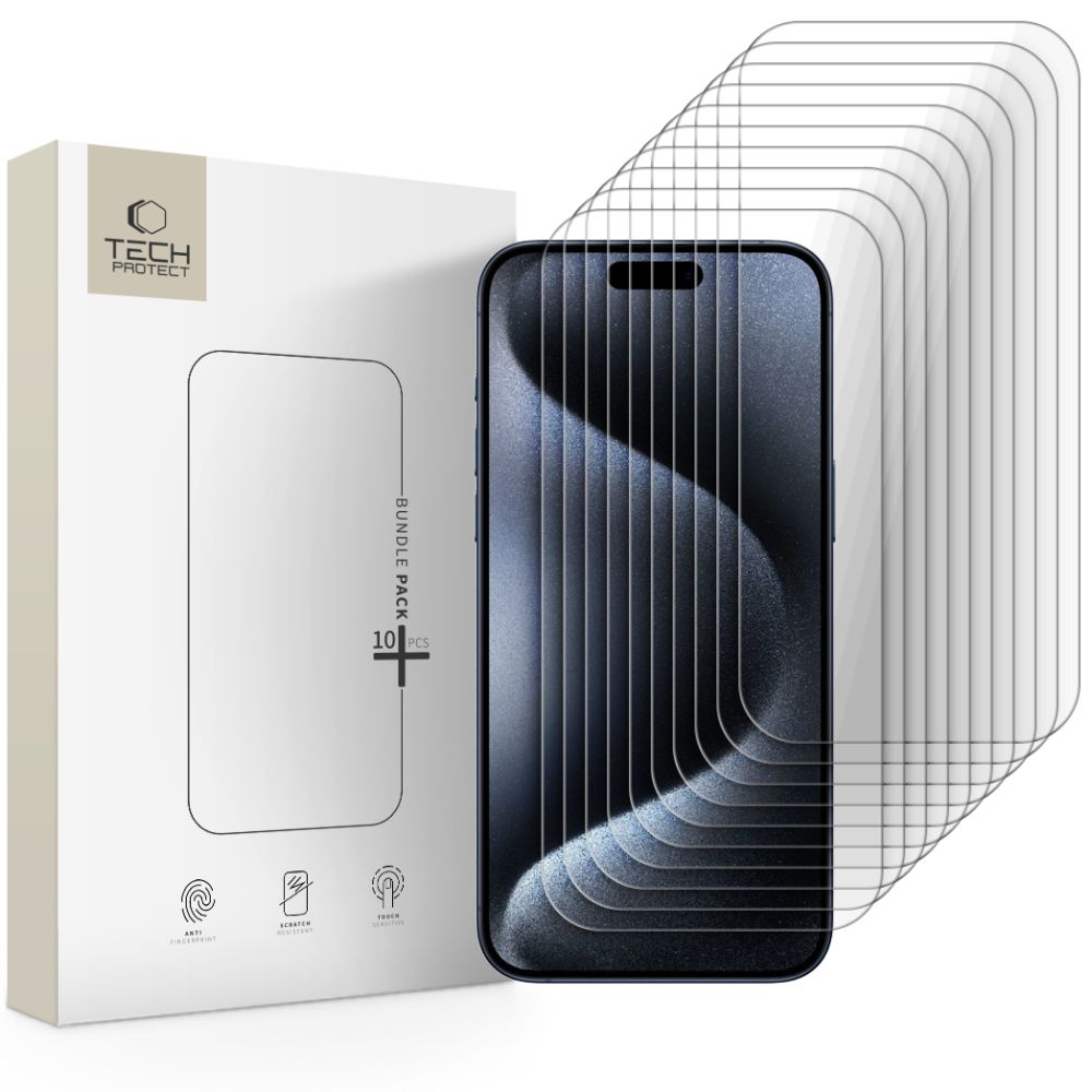Apsauginis stiklas Tech-Protect Bundle iPhone 15 Pro Max, 10 vnt., skaidrus