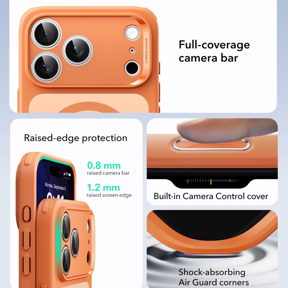 Dėklas ESR Classic Hybrid MagSafe iPhone 17 Pro Max, matinis oranžinis