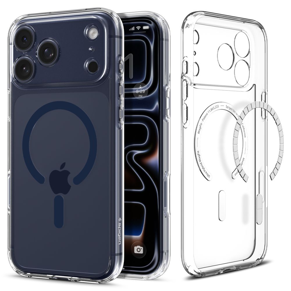 Dėklas Spigen Ultra Hybrid Mag MagSafe iPhone 17 Pro, skaidrus/tamsiai mėlynas