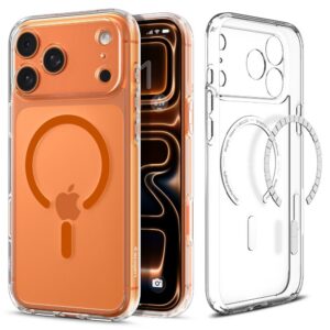 Dėklas Spigen Ultra Hybrid Mag Magsafe iPhone 17 Pro Max, skaidrus/oranžinis