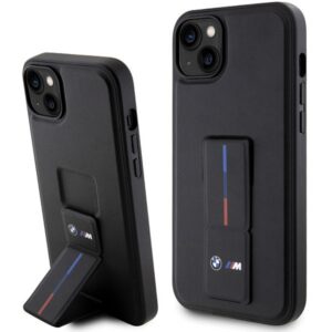 BMW dėklas iPhone 14 Plus/15 Plus su dirželiu – juodas