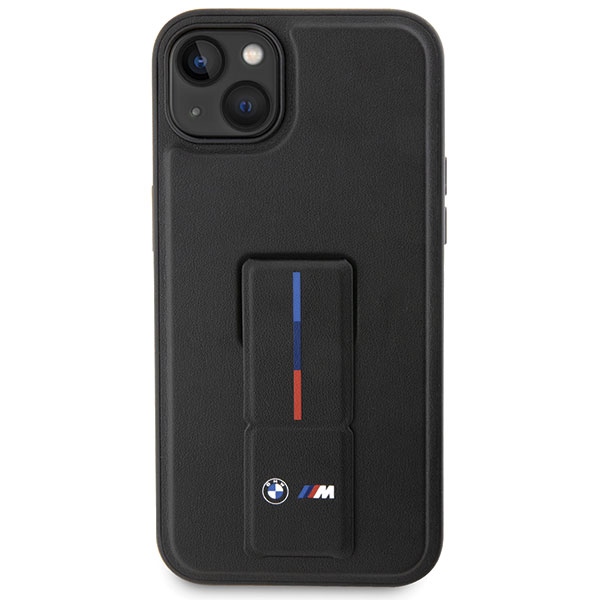 BMW dėklas iPhone 14 Plus/15 Plus su dirželiu – juodas