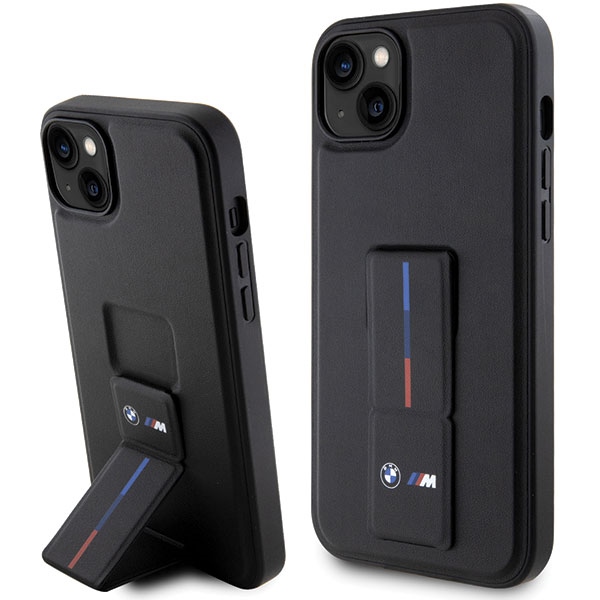 BMW Grip Stand Hot Stamp dėklas iPhone 14/15/13 – juodas