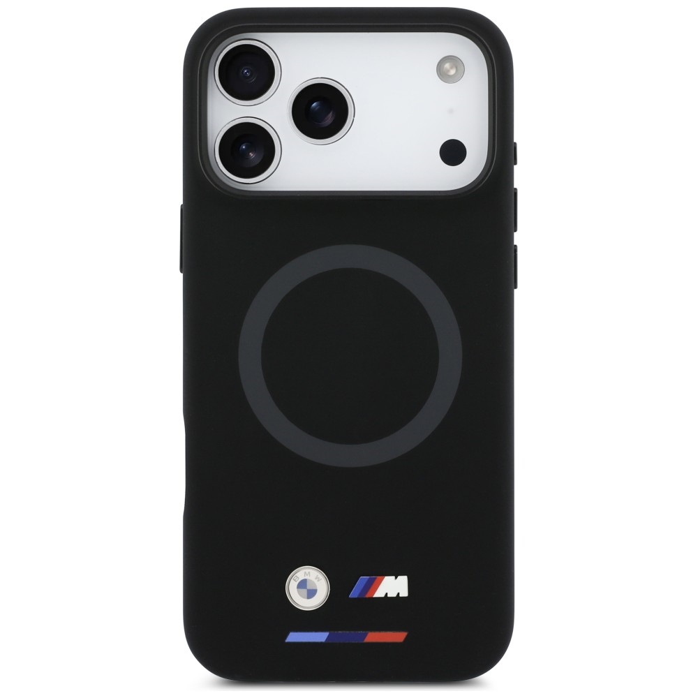 BMW M silikoninis MagSafe dėklas iPhone 17 Pro Max – juodas