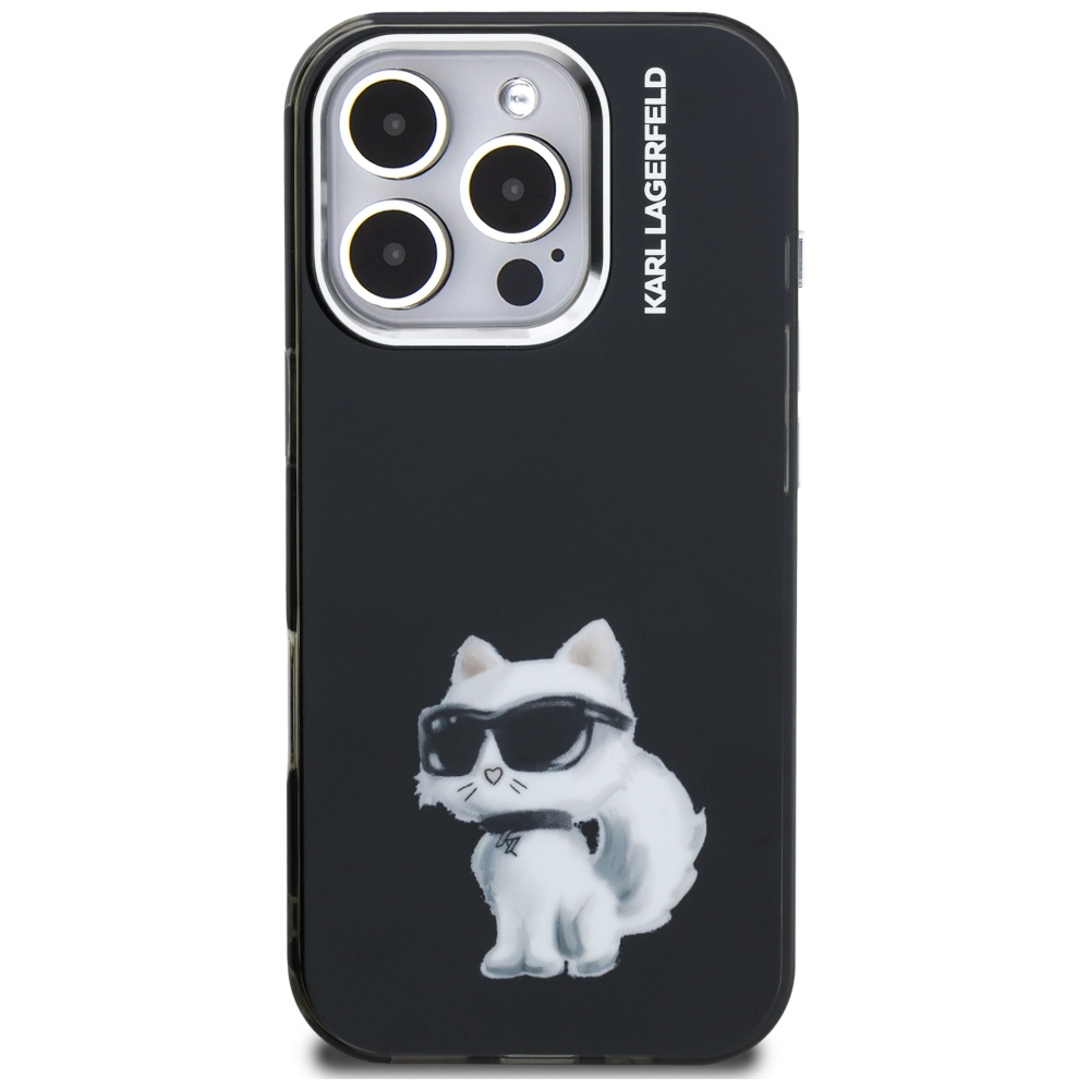 Karl Lagerfeld Choupette dėklas iPhone 16 Pro – juodas
