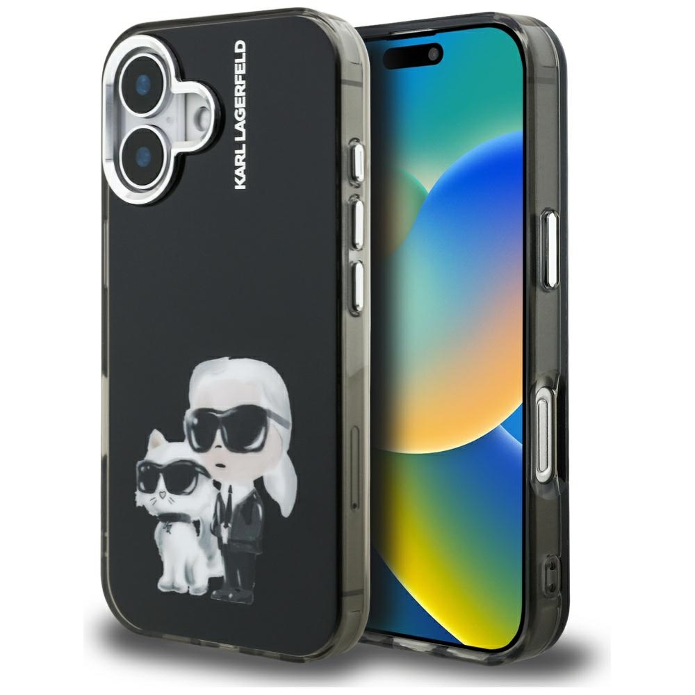 Karl Lagerfeld IML Aquarelle dėklas iPhone 16 – juodas