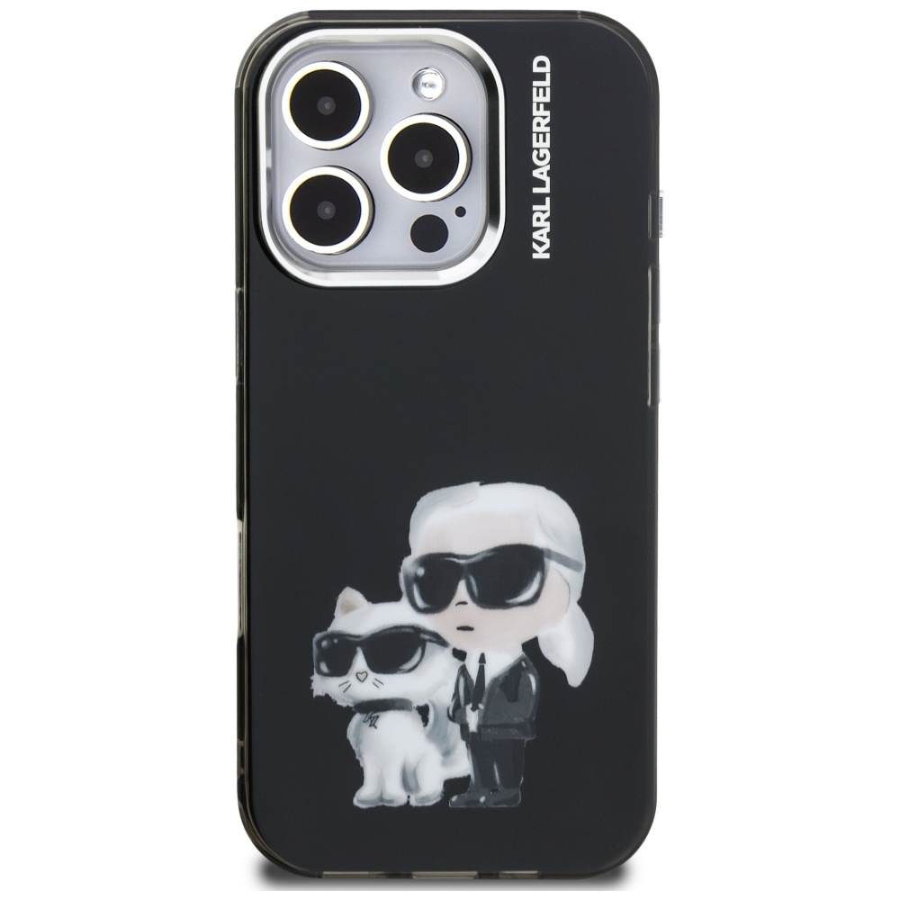 Karl Lagerfeld IML Aquarelle dėklas iPhone 16 Pro – juodas