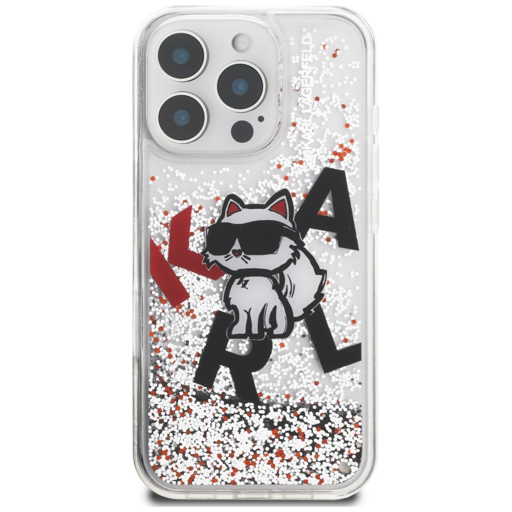 Karl Lagerfeld blizgus dėklas iPhone 16 Pro Max – skaidrus