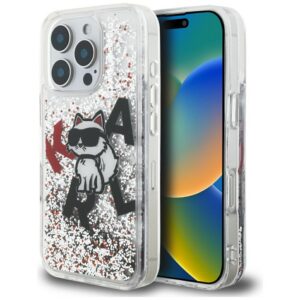 Karl Lagerfeld skaidrus dėklas iPhone 16 Pro – su blizgučiais