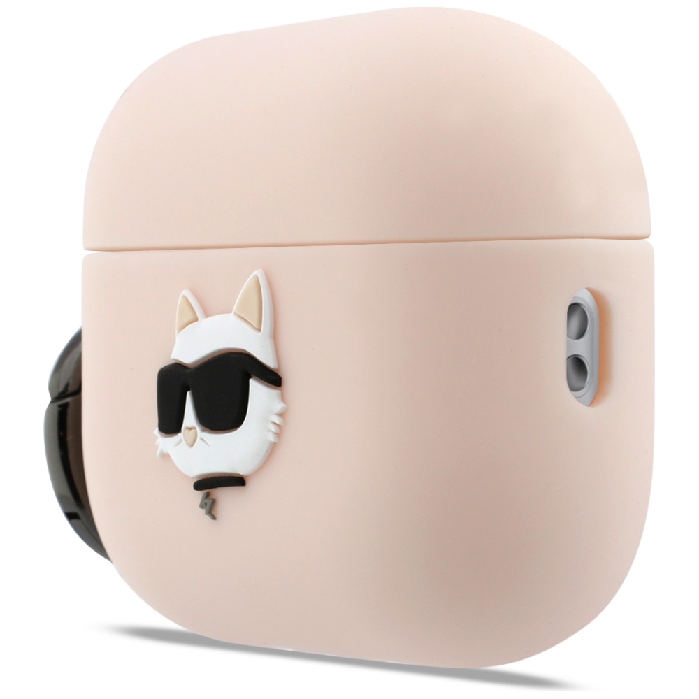 Karl Lagerfeld silikoninė chaupette galvutė 3D dėklas, skirtas AirPods Pro 3 - rožinis