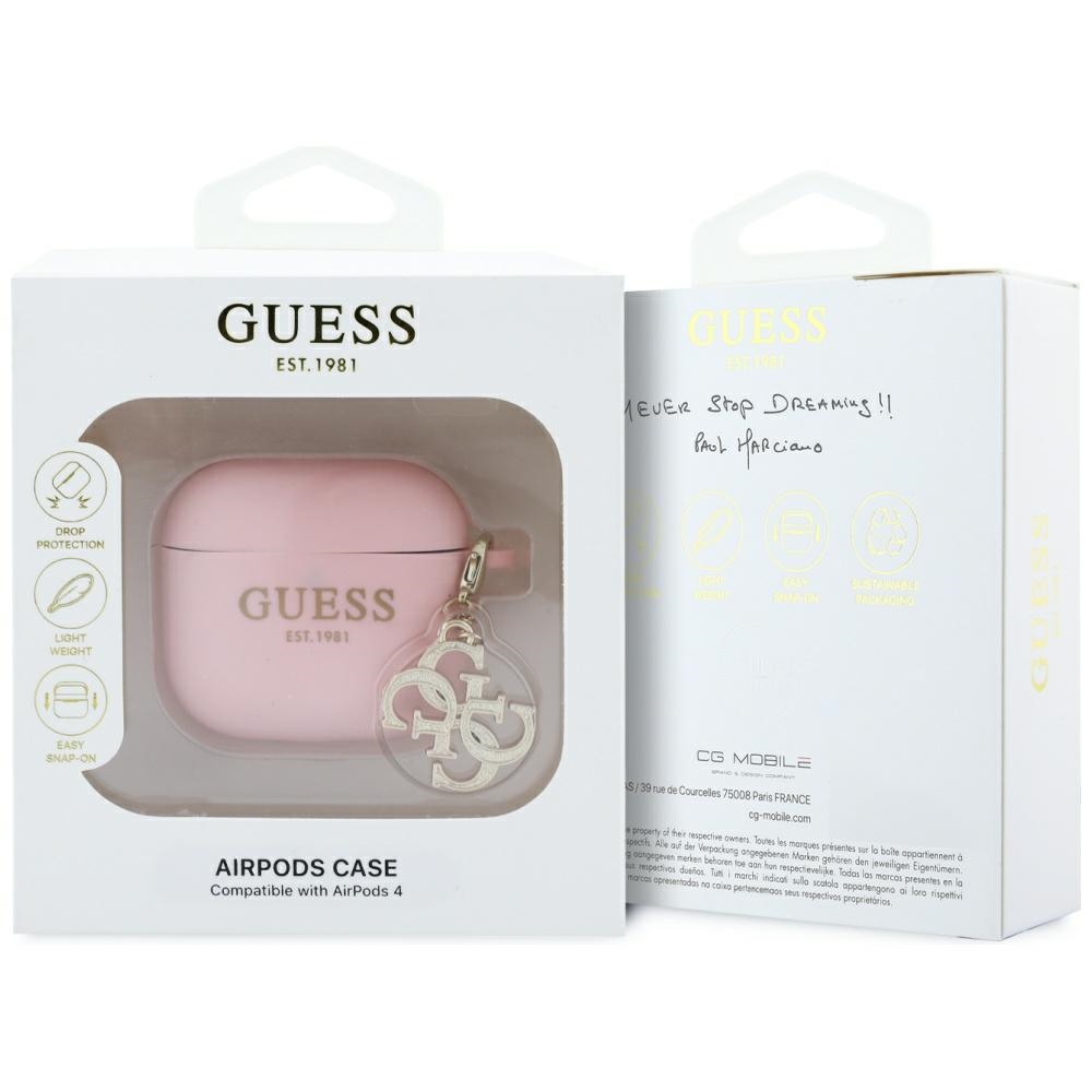 Guess silikoninis dėklas AirPods 4 – rožinis