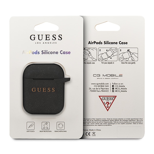 Guess silikoninis dėklas AirPods 1/2 – juodas