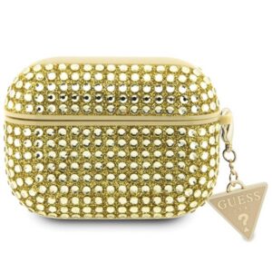 Guess AirPods Pro 2 dėklas Rhinestone Triangle – auksinis
