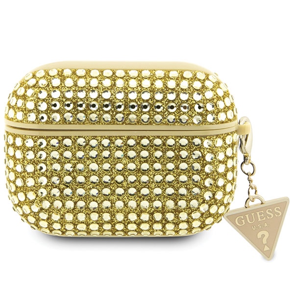 Guess AirPods Pro 2 dėklas Rhinestone Triangle – auksinis