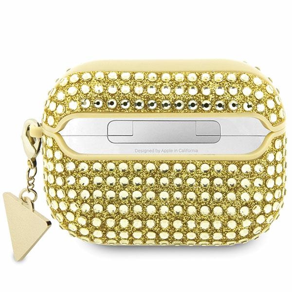 Guess AirPods Pro 2 dėklas Rhinestone Triangle – auksinis