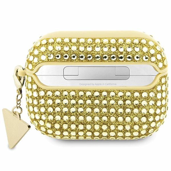 Guess Rhinestone Triangle dėklas AirPods Pro – auksinis