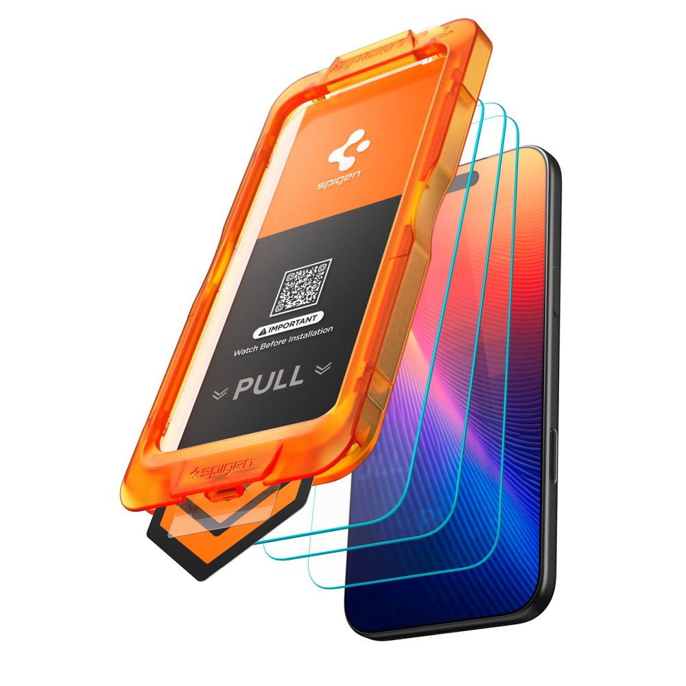 Apsauginis stiklas Spigen Glas.tR AlignMaster Slim iPhone 17 Pro, 3 vnt., skaidrus