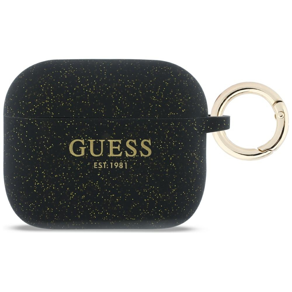 Guess Silikoninis blizgantis žiedo dėklas, skirtas AirPods Pro 3 - Black