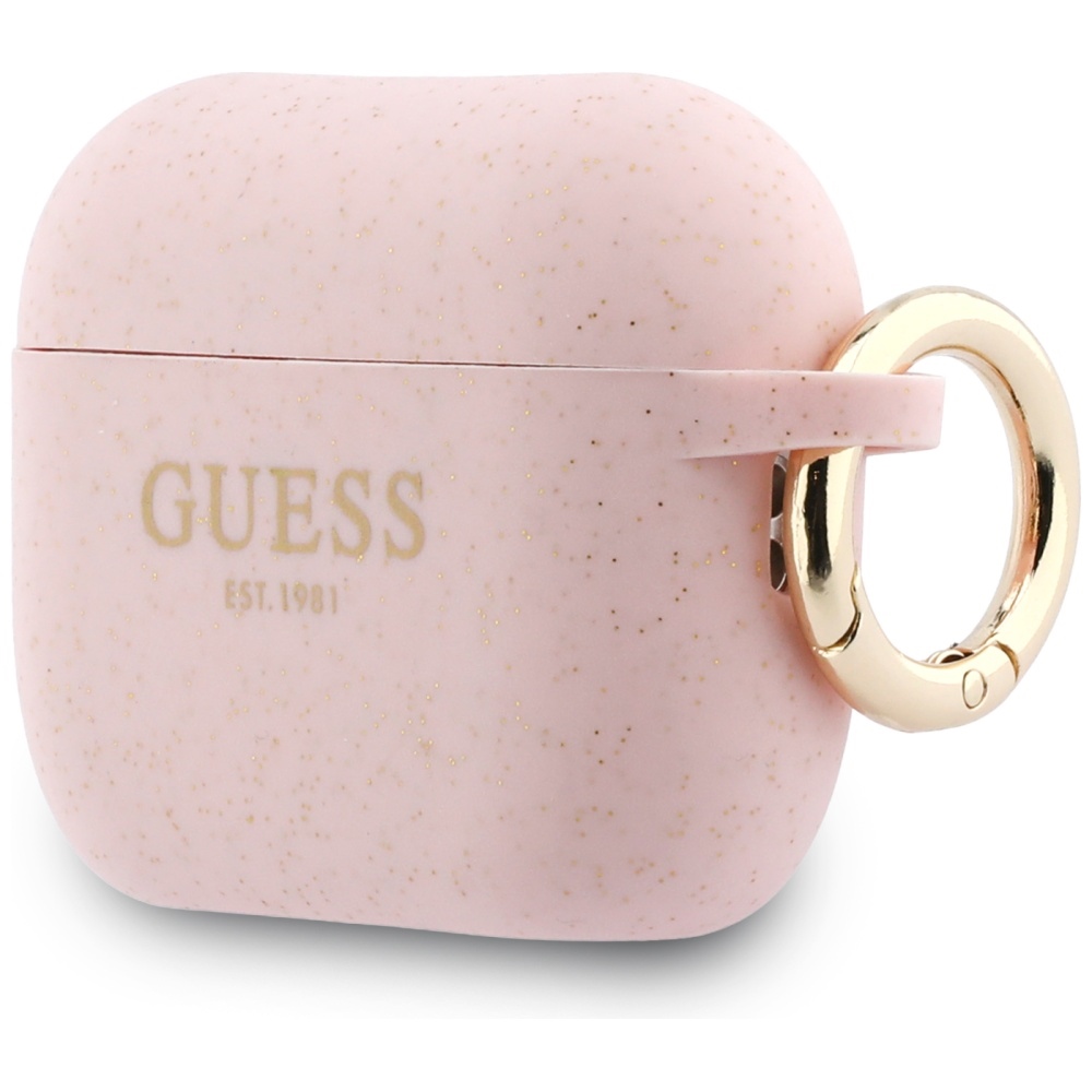 Guess Silikoninis blizgantis žiedo dėklas, skirtas AirPods Pro 3 - Pink