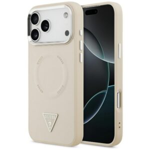 Guess Trikampis logotipas MagSafe Dėklas, skirtas iPhone 17 Pro - Beige