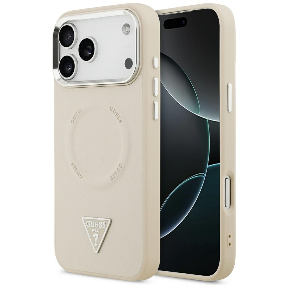 Guess Trikampis logotipas MagSafe Dėklas, skirtas iPhone 17 Pro - Beige