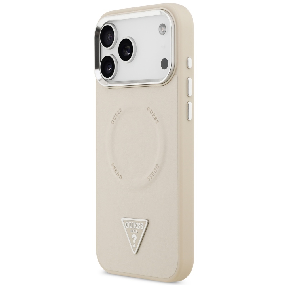 Guess Trikampis logotipas MagSafe Dėklas, skirtas iPhone 17 Pro - Beige