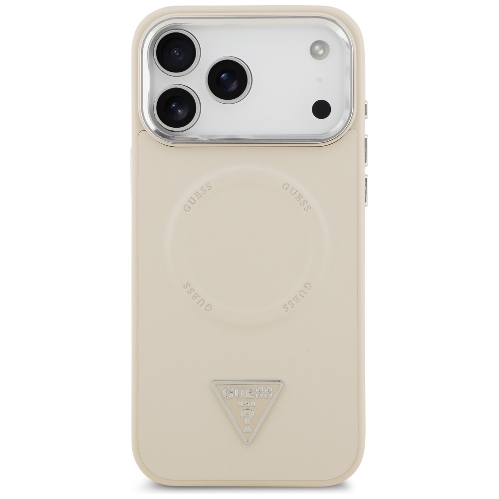 Guess Trikampis logotipas MagSafe Dėklas, skirtas iPhone 17 Pro - Beige