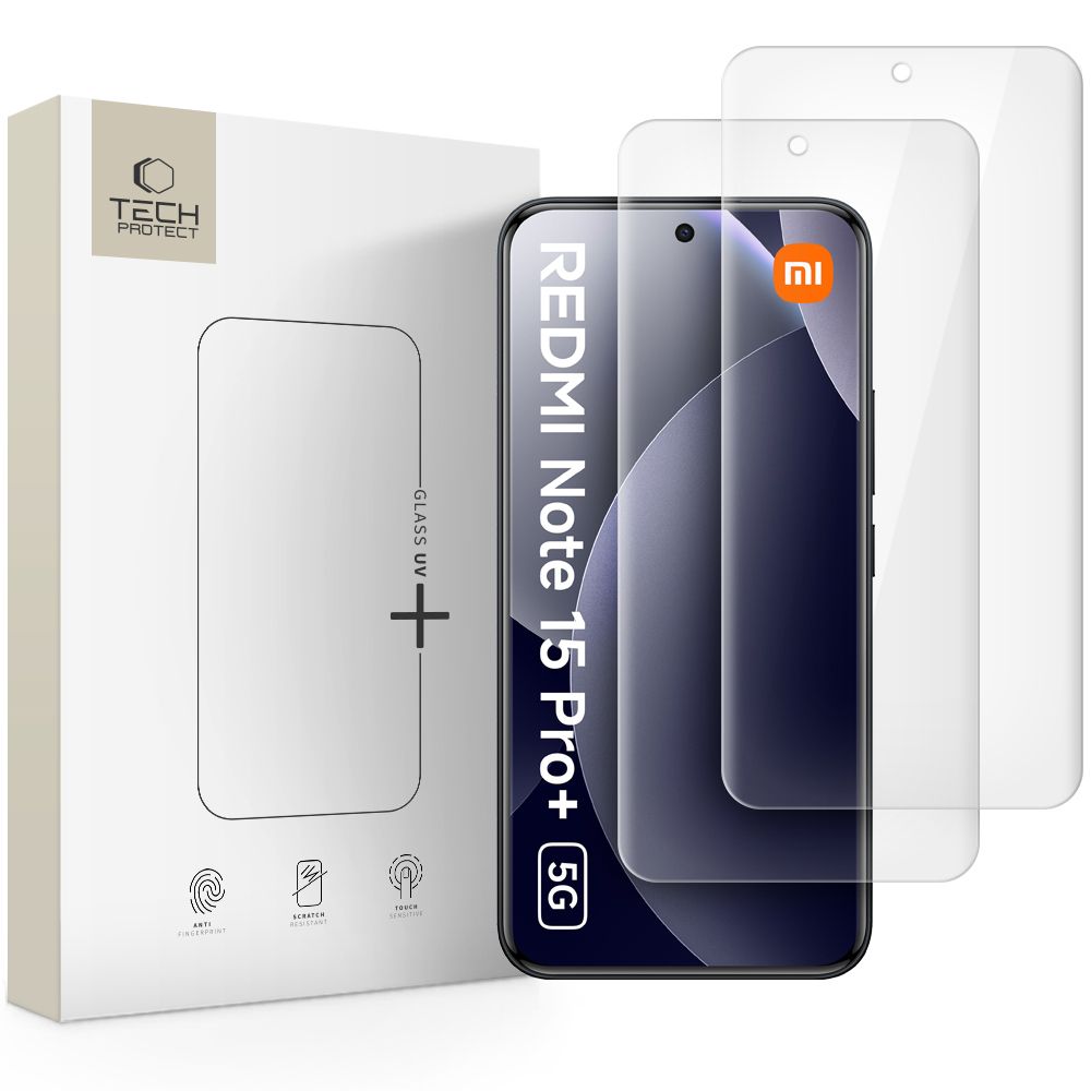 Apsauginis stiklas Tech-Protect Glass UV+ Xiaomi Redmi Note 15 Pro+ Plus 5G / Poco M8 Pro, 2 vnt., skaidrus