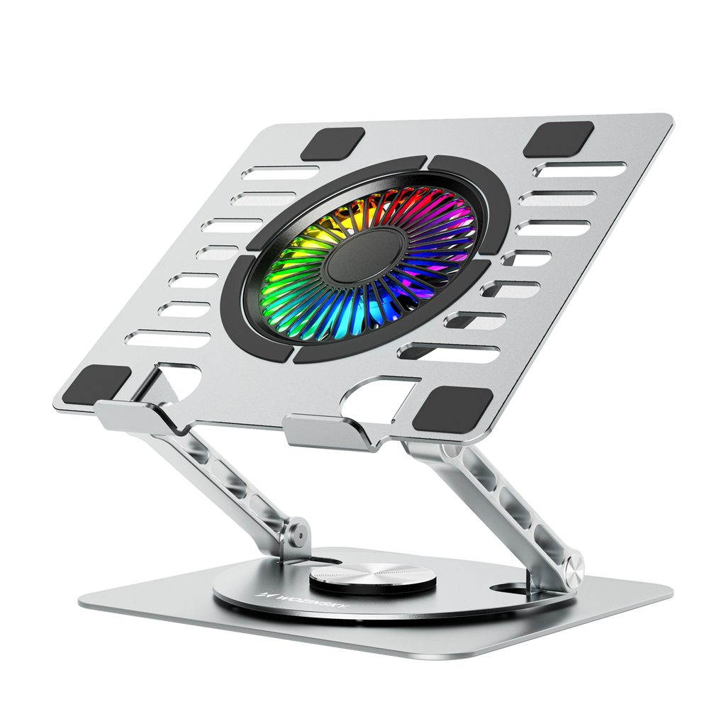 Wozinsky WDCX-X16-AS CoolBase RGB 360° nešiojamojo kompiuterio ir planšeto aušinimo stovas - sidabras