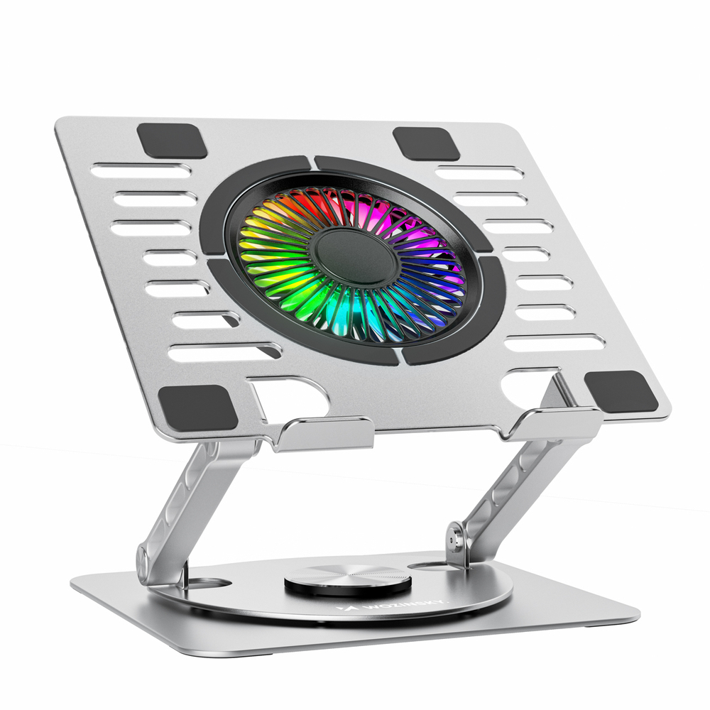 Wozinsky WDCX-X16-AS CoolBase RGB 360° nešiojamojo kompiuterio ir planšeto aušinimo stovas - sidabras